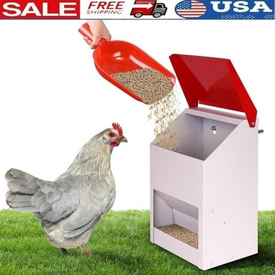 Galvanized Chicken Feeder Wall Mounted No Waste Poultry Food Dispenser 10 lbs