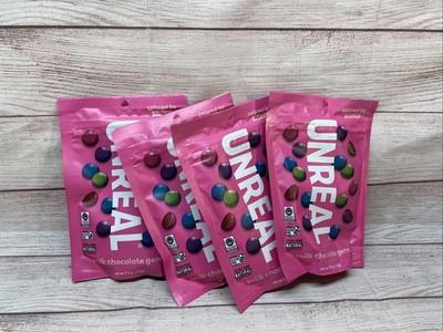 Lot 4 Unreal Milk Chocolate Gems 5 oz Bag.  Best By 1/2027.