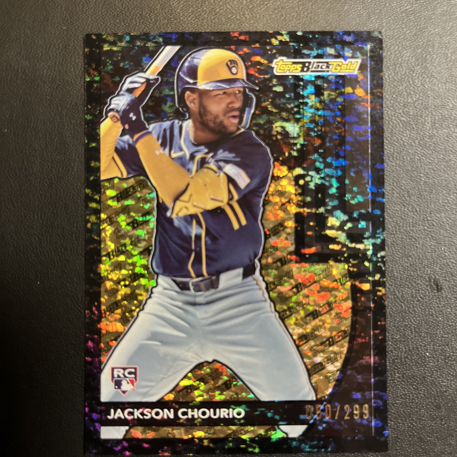 2024 Topps Update Series Topps Black Gold Jackson Chourio #BG-25 Black /299 (RC)