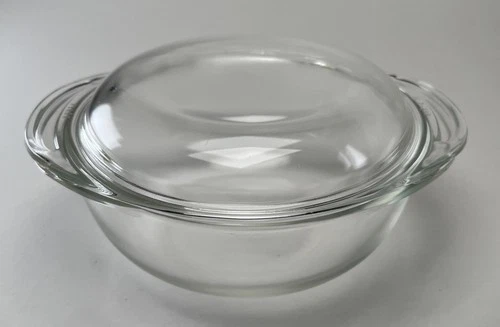 Vintage PYREX #022 Clear Glass 1 Quart Casserole Bowl With Pyrex Lid 682-C -39