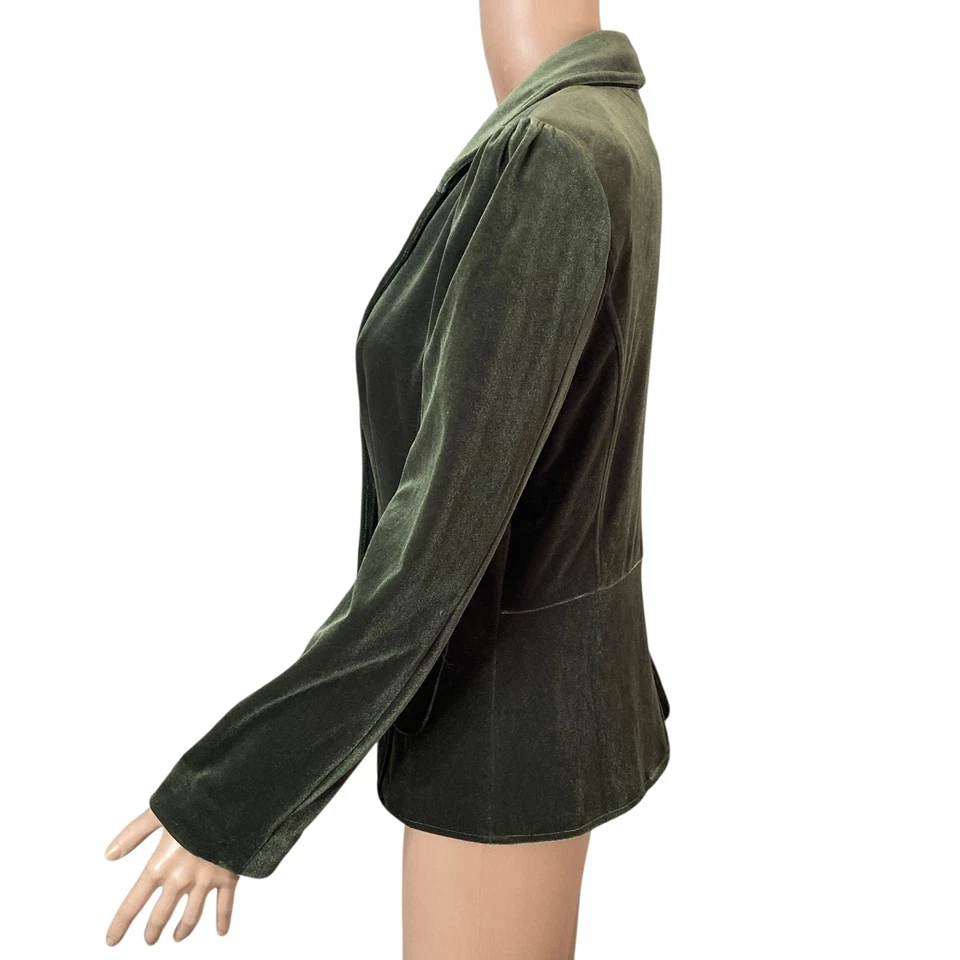 Blazer de seda August para mujer 6 terciopelo verde bosque 3 botones Foto 4 de 4