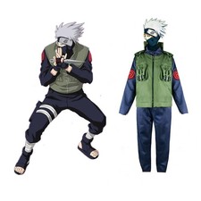 Naruto Hatake Kakashi Anime Cosplay Costume Outfit Vest Tops Pants Halloween
