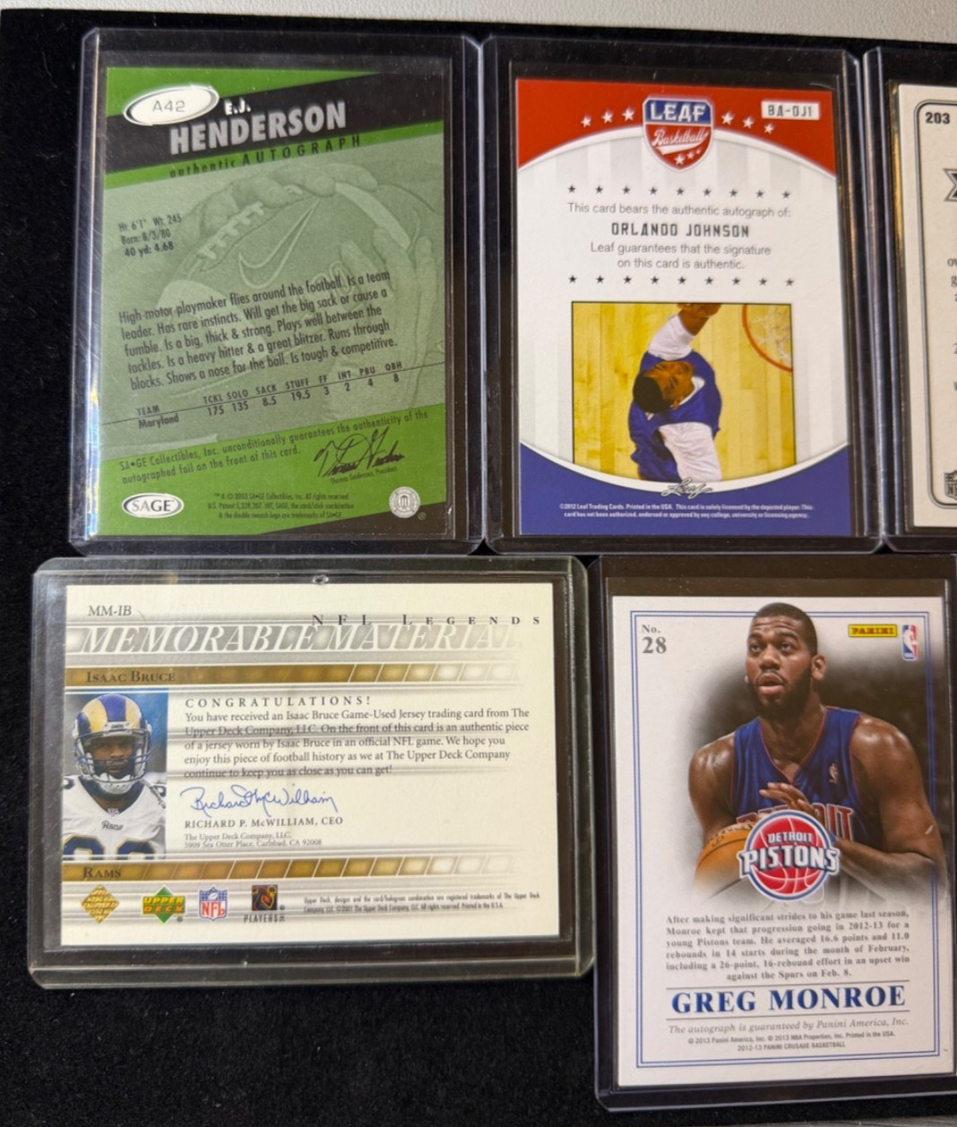 Football & Basketball Hit Lot (6 Cards) 5 Autographs /250 & Game Used Jersey Lot view 6