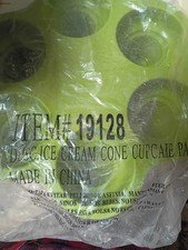 Silicone Cupcake Mold Ice Cream Cone Shape Blue 6 Holes Summer Birthday