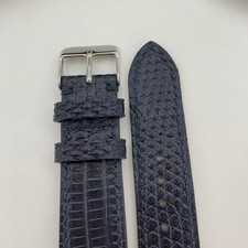 22mm Blue Lizard Leather Watch Band Men Real Flat Watch Strap Quick Release