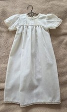 VTG 1960-70s Baby Girl Lace White Christening Gown Doll Dress  Handmade Hanger
