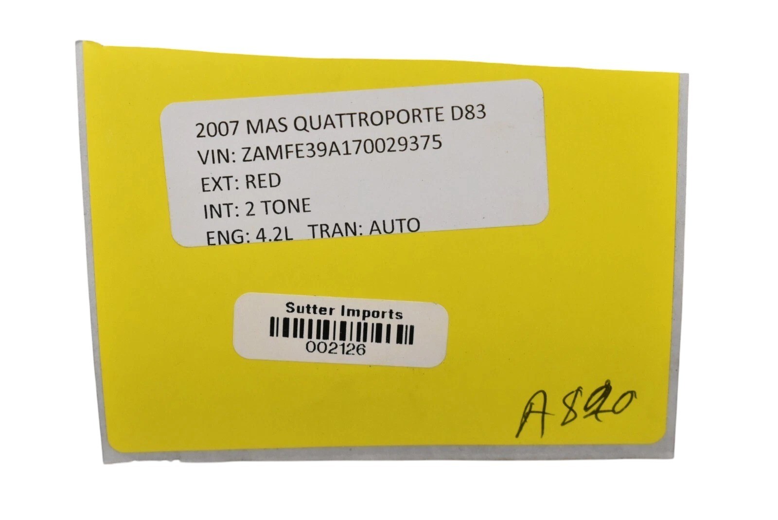 Maserati Quattroporte 2003-2013 Front Center air duct P/N 225787