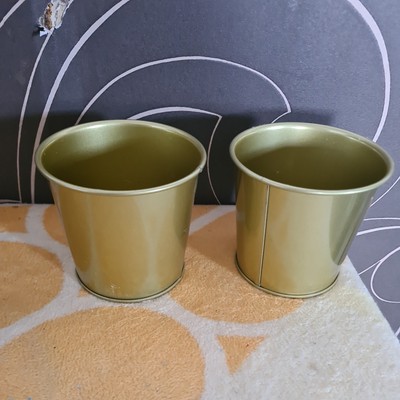2 Ikea Daidai Metall Blumen Pflanzen Übertopf Blumentopf gold 9,5 x10,5 Deko neu