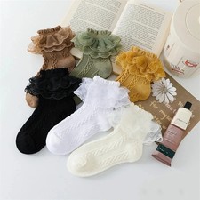 1-10Y Baby Lace Ruffle Socks Spring Autumn Children Cotton Girls Dance Socks Cu