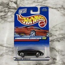 Hot Wheels 1998 Black Lamborghini Countach - Chrome 5DOT Wheels - Collector #768