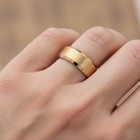 8mm Gold Tungsten Wedding Band – Brushed Core With Glossy Beveled Edges — photo 7