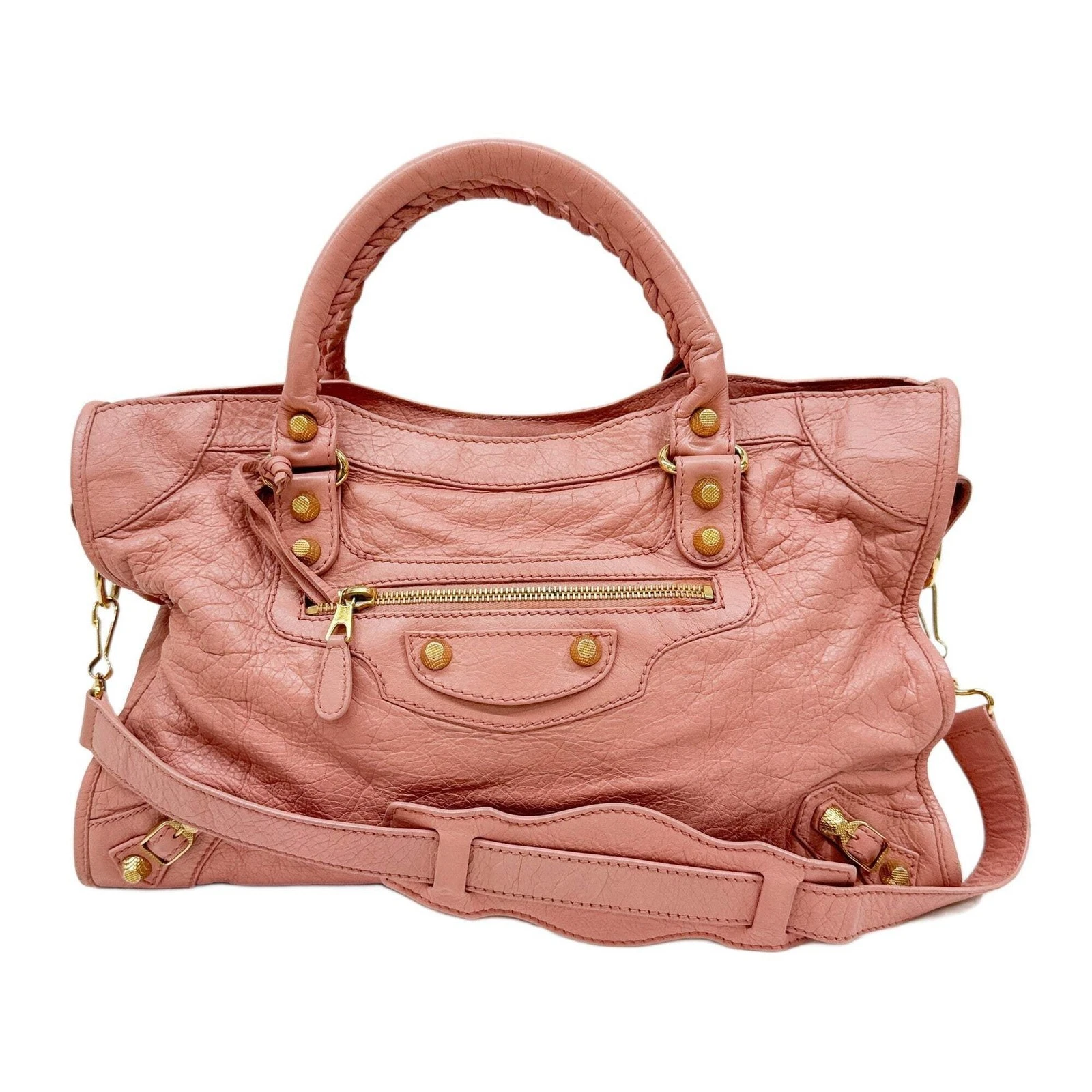 Balenciaga — BALENCIAGA The City Pink Leather Two-Way Bag