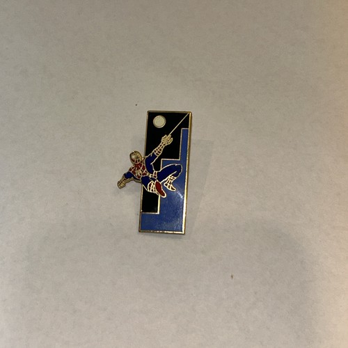 SPIDER-MAN Skyline Gold Metal & Enamel Pin Back vtg 1988 Marvel