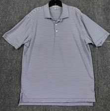 Peter Millar Summer Comfort Men  s Size XXL Golf Polo White/Navy Blue Stripes
