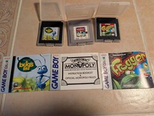 Frogger, Bugs Life (Gameboy Color) And Monopoly Gameboy Cartridges  W/Manuals