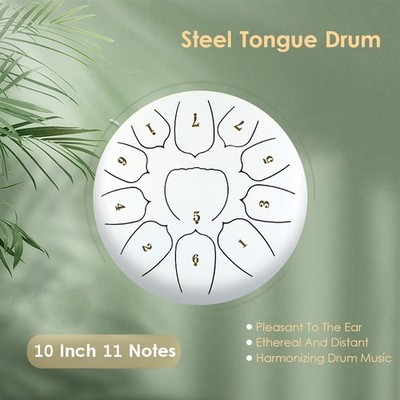 10 Inch Steel Tongue Drum 11 Notes Handpan Drum With Drum Mallet Finger QSJY