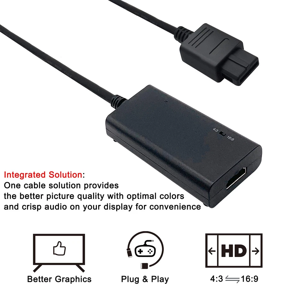 HDMI Adapter for GameCube N64 SNES - 3-in-1 Converter with S-Video - Image 3 of 4
