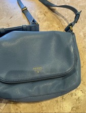 Fossil Preston Crossbody All Leather Sky Blue EUC