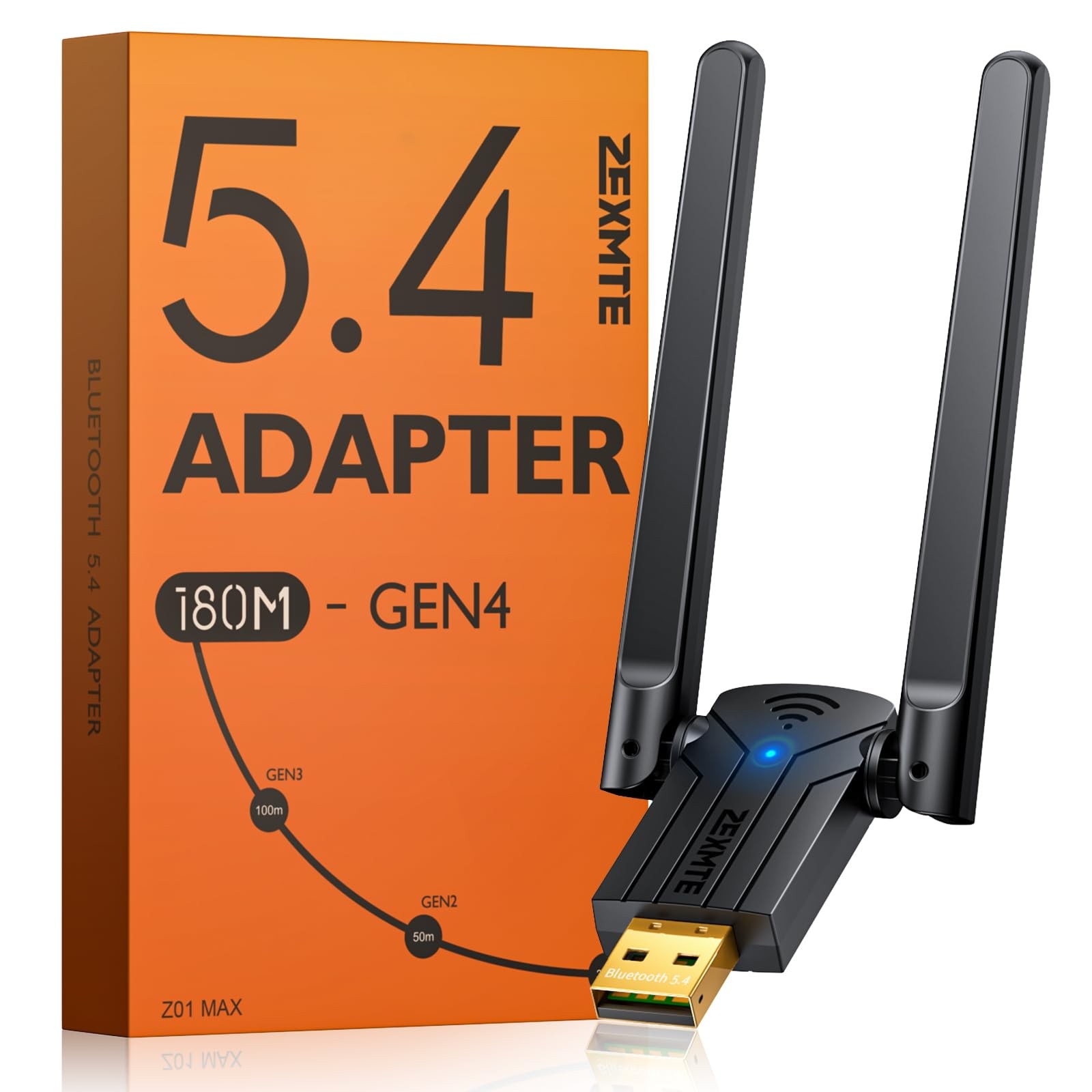 Long Range USB Bluetooth 5.4 Adapter for PC with High Gain Antenna