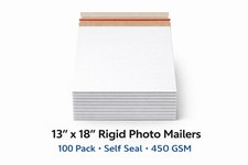 100 13x18 Rigid Photo Mailers Self Seal Cardboard Document Shipping Flats 450gsm