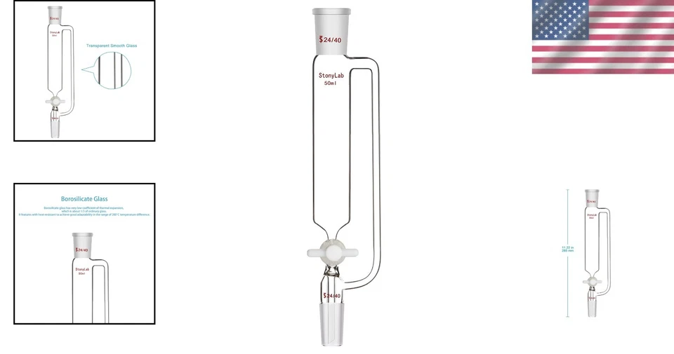 Llave de paso de PTFE 50 ml adición de ecualización de presión para experimentos de laboratorio de precisión Foto 2 de 4