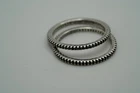 Vintage Silpada Sterling Silver Black Stone Two Ring Stack Size 9 JB42