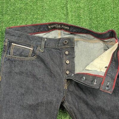 Express Jeans Selvedge Denim Limited Edition 35x32'' Indigo Blue Modern Red Line