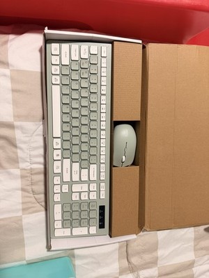 Wireless Keyboard and Mouse Combo Mint Green Silent Full Size RECCAZR