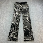 Juicy Couture Womens Velour Joggers Straight XS Black Marbled Spellout Jewels