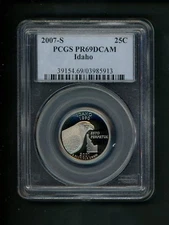 2007-S US Statehood Quarter Idaho ID 25c .25 PCGS PR69 DCAM Proof Deep Cameo