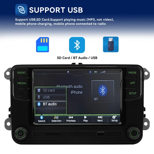 6.5" NONAME RCD360PRO 187B Für VW SKODA Grün Licht CarPlay Android Auto Radio - Bild 11 von 18