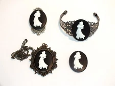 Aladdin Princess Jasmine Victorian Cameo Necklace, Cuff Bracelet Or Brooch Pin