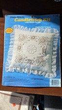 Creative Moments Candlewicking Embroidery Kit Lace Edged Pillow 13  Square