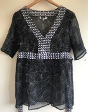 RJR John Rocha NEW black sheer kaftan top Beach Cover up Summer Boho