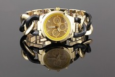 Damenuhr Armbanduhr Gold Schwarz Quarz Uhren U393