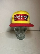 Vintage Lipton Tea Racing Snapback Hat Yellow Red Cap Nascar Made in USA