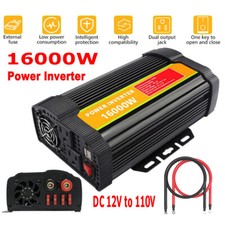 16000W Watts Peak Car Power Inverter DC 12V to AC 110V Sine Wave Solar Converter