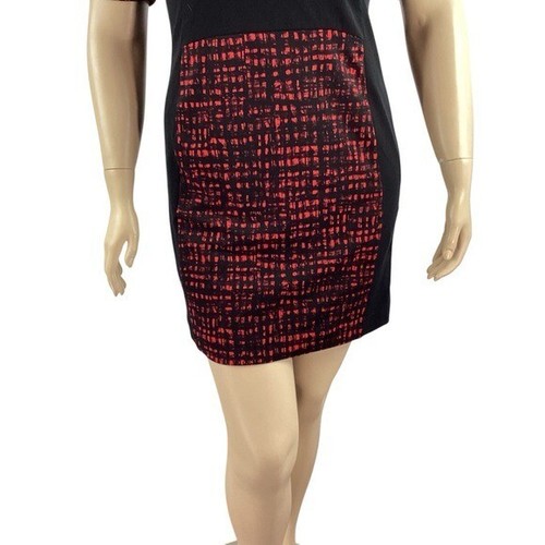 Michael Michael Kors Red Black Abstract Sheath Dress Size 12 - Picture 3 of 7