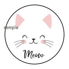 30 CAT FACE ENVELOPE SEALS LABELS STICKERS 1.5" ROUND MEOW GIFTS KITTEN