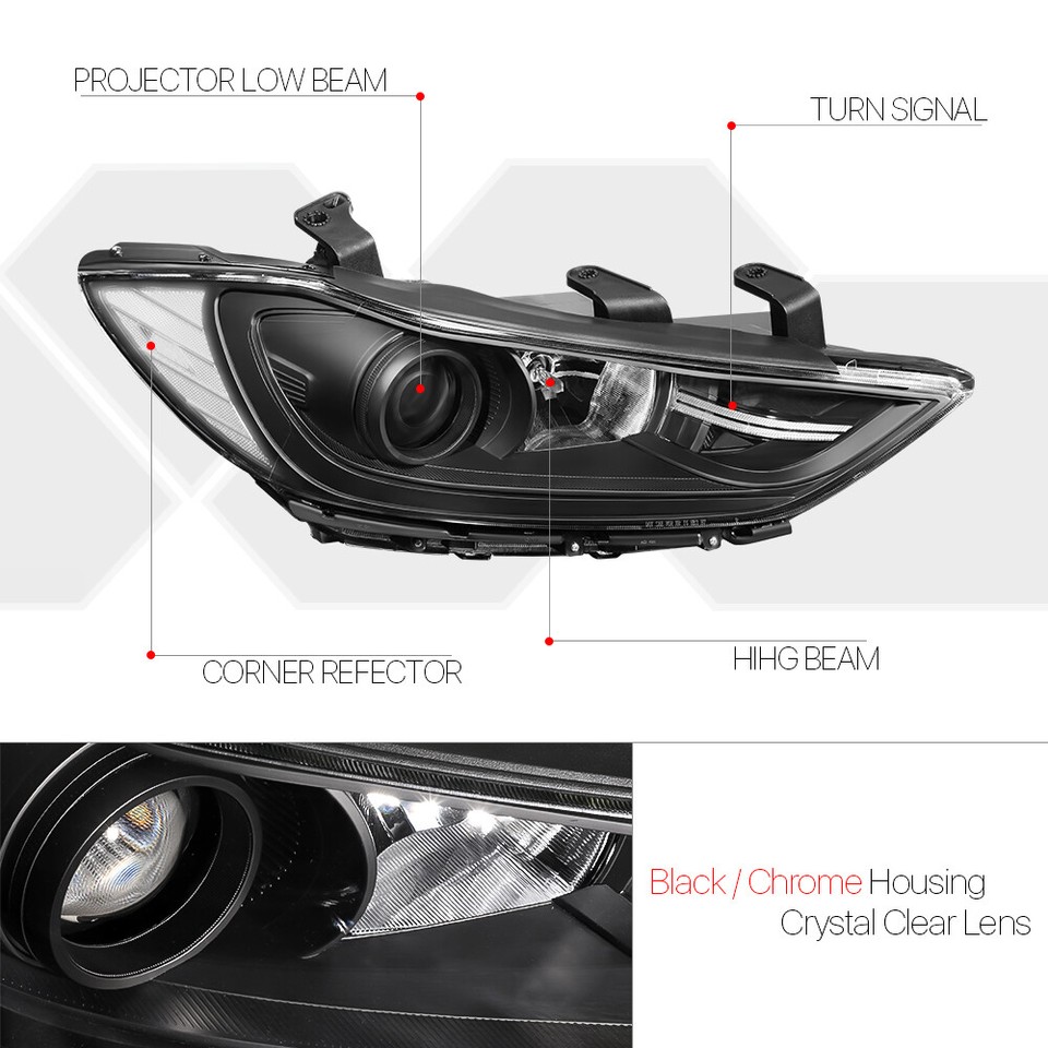 Black Housing Clear Corner Turn Signal Headlight Lamps for 09-13 Subaru