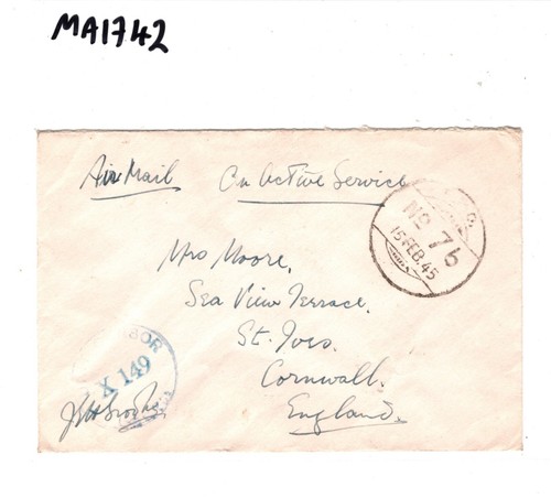 INDIA WW2 Cover Military *FPO.76* CDS GB Cornwall Censor 1945{samwells}MA1742 - Picture 13 of 14
