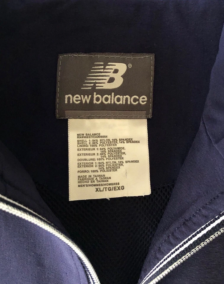 Sudadera de colección 2002 NEW BALANCE azul marino y blanco de nailon para hombre XL - *RARA* Foto 2 de 4