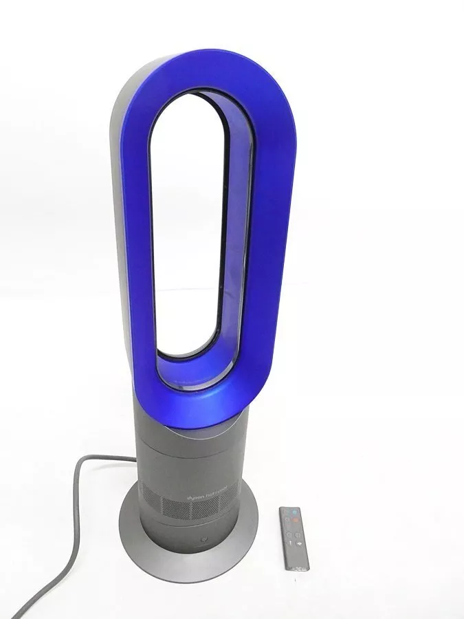 Dyson AM09 Hot + Cool Fan Iron/Blue Floor Fan without Blades with Remote  Control