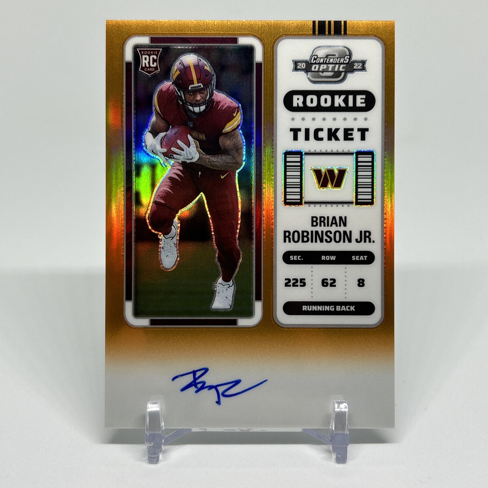 2022 Brian Robinson Jr. Contenders Optic #106 On-Card Auto Orange /50 RC Rookie