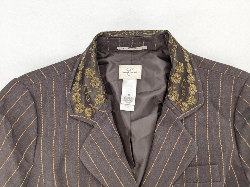 Blazer para mujer Emma James talla 12 marrón a rayas carrera empresarial Foto 4 de 4
