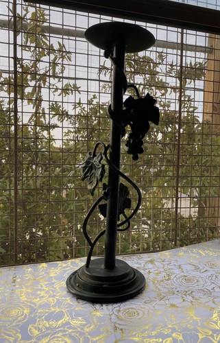 Iron Grapevine Heavy Metal Pillar Candle Holder 20”