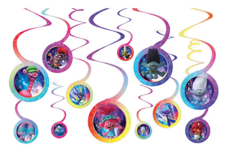 Trolls World Tour Remolino Decoraciones Cumpleaños Fiesta Suministros Techo Colgador 12 Foto 4 de 4
