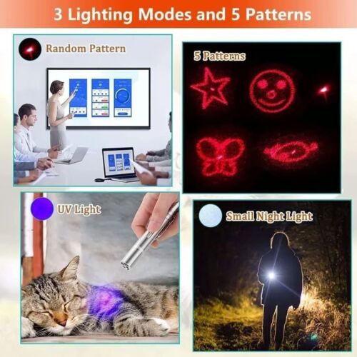 Puntero láser para gato juguete perro 7 patrón ajustable largo alcance juguete Lazer recarga USB - Imagen 7 de 7
