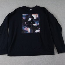 Adidas Sudadera Para Hombre Grande Pullover Tejido Centro Logo Azul Oscuro Manga Larga