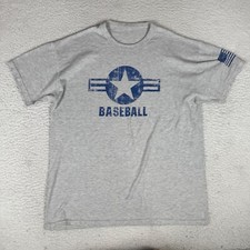 Vintage Russell Baseball T-Shirt Men Size L Heather Gray Short Sleeve